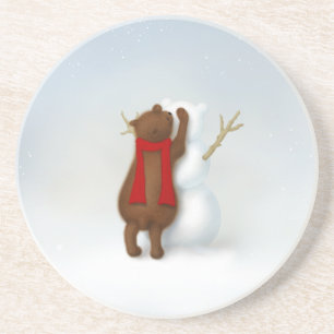 Dessous De Verre En Grès L'ours des neiges mignonne ours bébé hiver