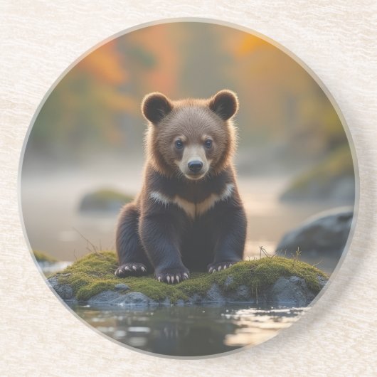 Dessous De Verre En Grès L'ours jeune en automne (Devant)