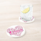 Dessous De Verre En Grès Love Daisy Coeur rose (Côté)