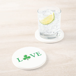Dessous De Verre En Grès Love Green Clover Shamrock St. Patrick's Day