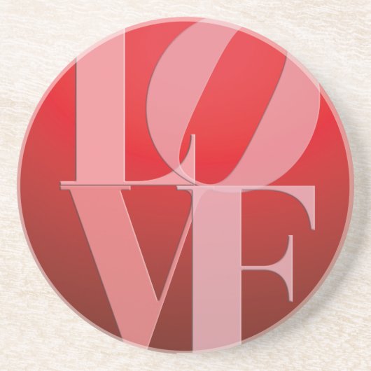 Dessous De Verre En Grès Love Romance Rouge rose (Devant)