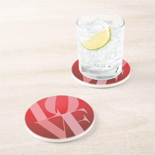 Dessous De Verre En Grès Love Romance Rouge rose (Côté)