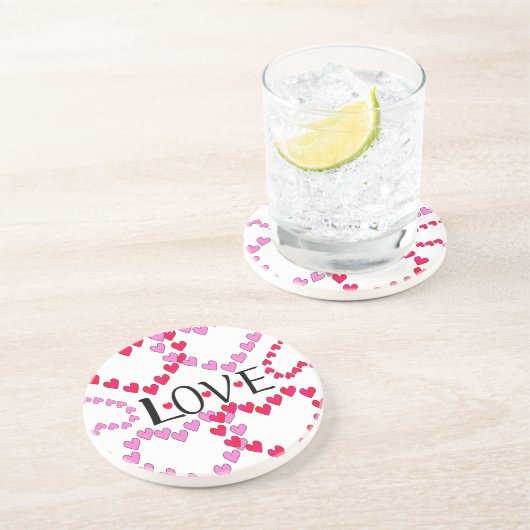 Dessous De Verre En Grès LOVE ROUGE ROSE DE Tiny Hearts (Côté)