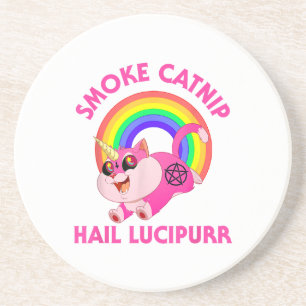Dessous De Verre En Grès Lucipurr à la grêle à la fumée, Funny Satan Chat U
