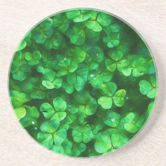 Dessous De Verre En Grès Lucky Celtic Irish Green Shamrocks (Devant)