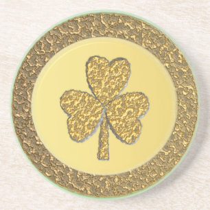Dessous De Verre En Grès Lucky Irish Shamrock Gold Coin