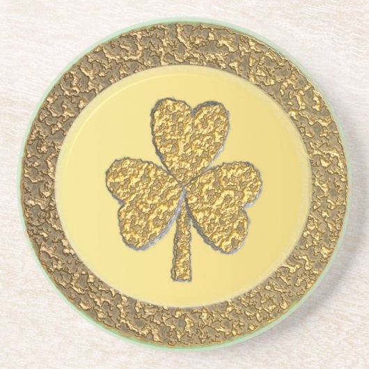 Dessous De Verre En Grès Lucky Irish Shamrock Gold Coin (Devant)