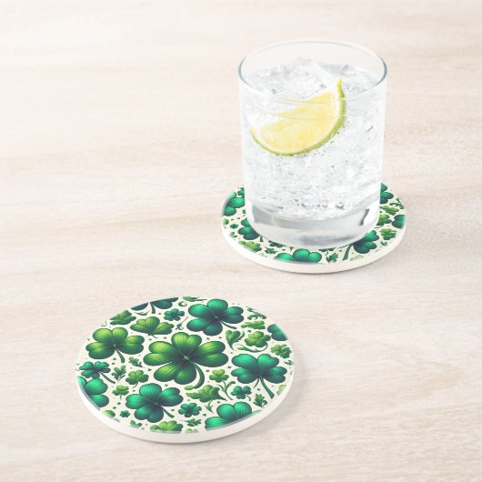 Dessous De Verre En Grès Lucky Shamrock St. Patrick’s Day Sandstone Coaster (Côté)
