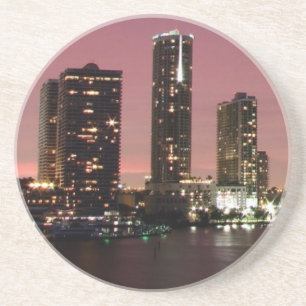 Dessous De Verre En Grès Lumière de coucher du soleil au-dessus de Miami