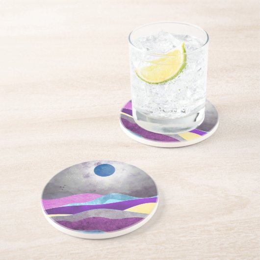 Dessous De Verre En Grès Lune bleue (Côté)