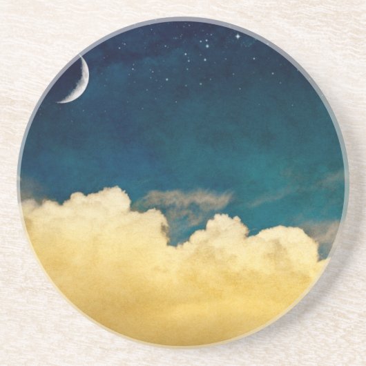 Dessous De Verre En Grès Lune et Cloudscape (Devant)