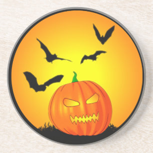 Dessous De Verre En Grès Lune Jack-o'-lantern de Halloween