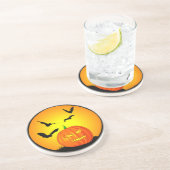 Dessous De Verre En Grès Lune Jack-o'-lantern de Halloween (Côté)