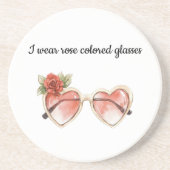 Dessous De Verre En Grès Lunettes de soleil de couleur rose (Devant)