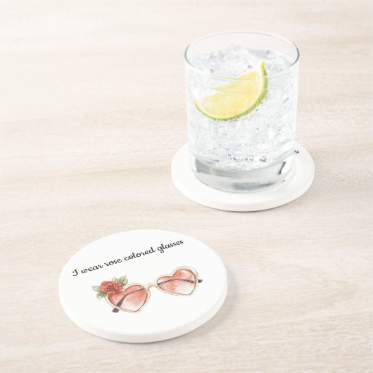 Dessous De Verre En Grès Lunettes de soleil de couleur rose (Côté)