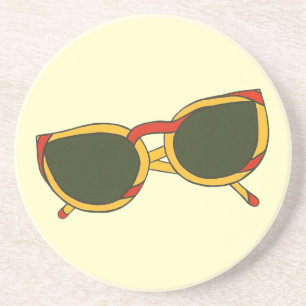 Dessous De Verre En Grès Lunettes de soleil en jaune et rouge sur les biscu