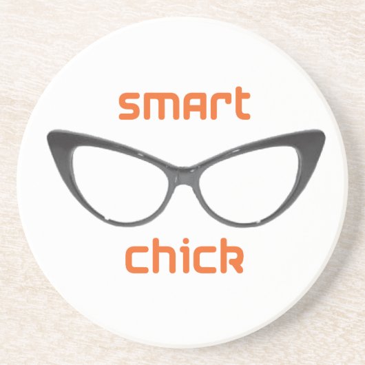 Dessous De Verre En Grès Lunettes intelligentes de geek de poussin (Devant)