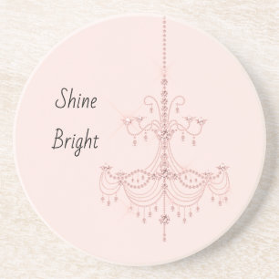 Dessous De Verre En Grès Lustre à bijoux scintillants rose