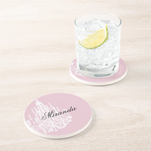 Dessous De Verre En Grès Lustre rose Chic (Côté)