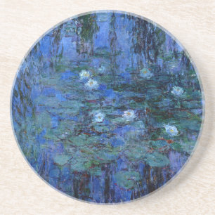 Dessous De Verre En Grès Lys d'eau bleu Claude Monet