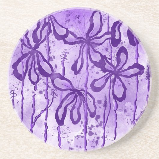 Dessous De Verre En Grès Lys encollés Violet Sky Splatter Effet Sandstone (Devant)