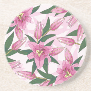 Dessous De Verre En Grès Lys rose florissant