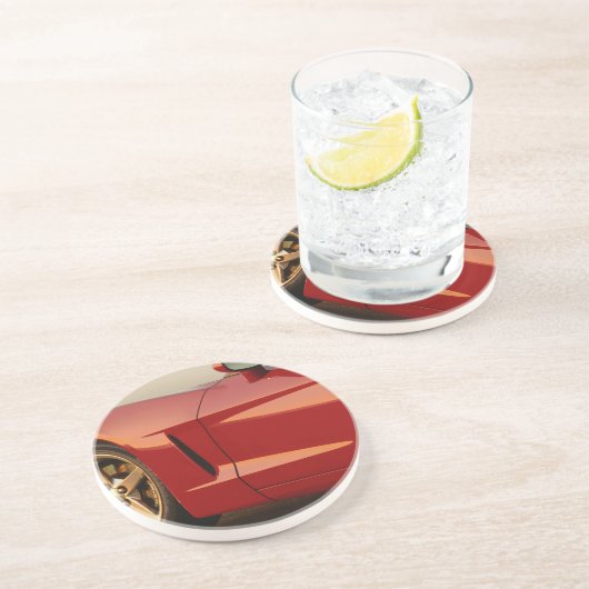 Dessous De Verre En Grès Ma Corvette rouge (Côté)