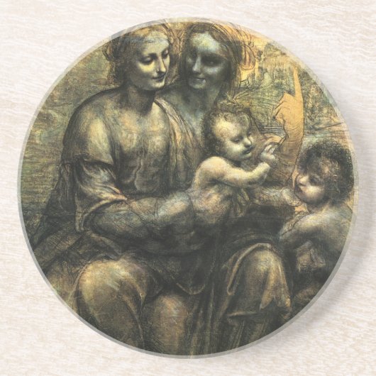 Dessous De Verre En Grès Madone et Enfant de Léonard de Vinci (Devant)