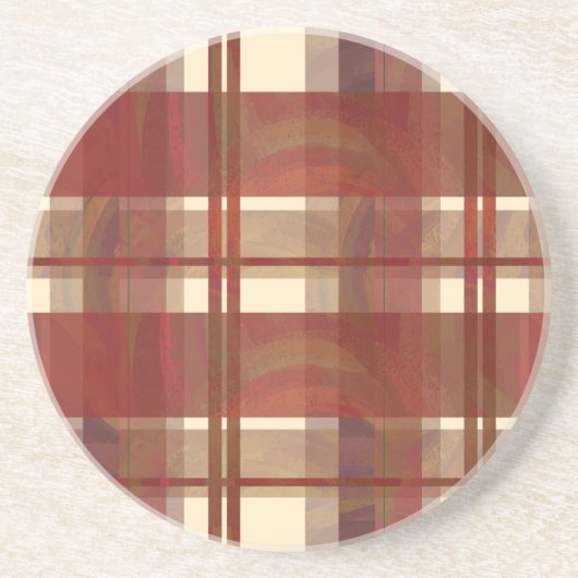 Dessous De Verre En Grès Madras Plaid Fall Red (Devant)