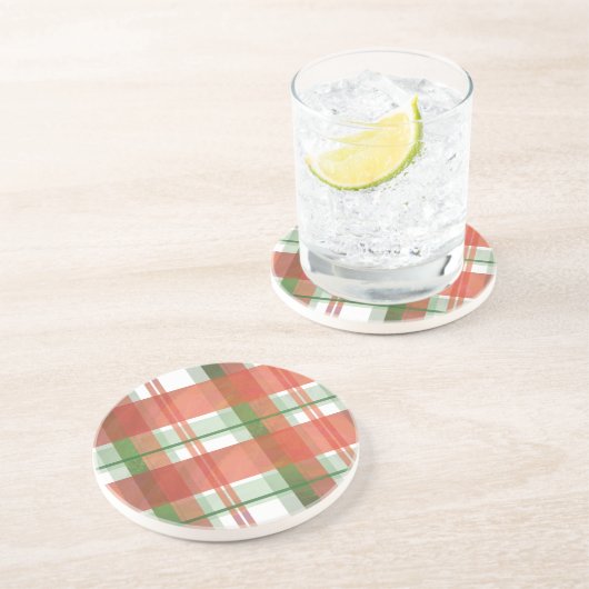 Dessous De Verre En Grès Madras Plaid Noël (Côté)