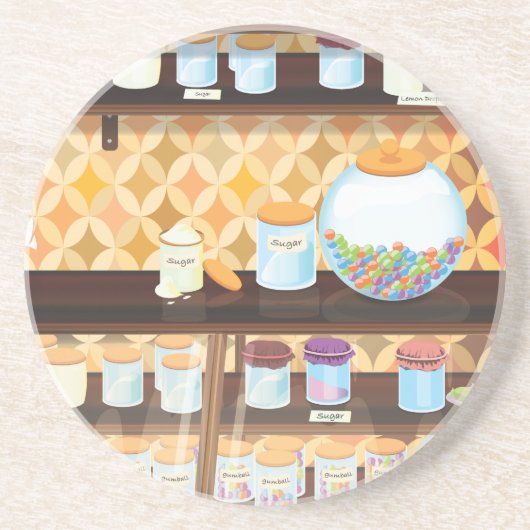 Dessous De Verre En Grès Magasin de bonbons (Devant)