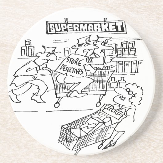 Dessous De Verre En Grès Magasin de détectives dans un supermarché (Devant)