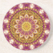 Dessous De Verre En Grès Magenta Gold Boho Rose Mandala (Devant)