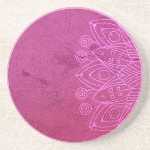 Dessous De Verre En Grès Magenta Mandala Zen Rustic Corps Esprit Esprit Pie