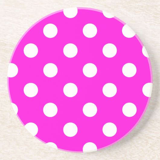 Dessous De Verre En Grès Magenta pois #FF00DC (Devant)