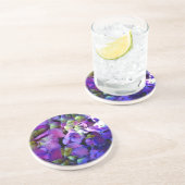 Dessous De Verre En Grès Magenta Purple bleu jaune Hydrangeas fleurs (Côté)