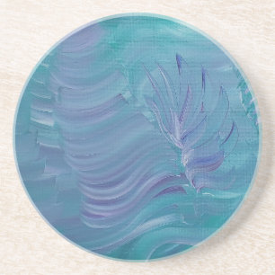 Dessous De Verre En Grès Magie sous-marine, art abstrait coloré unique