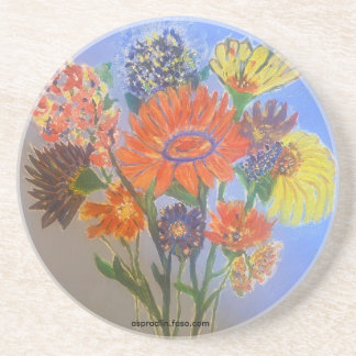 Dessous De Verre En Grès Magnifique conception de bouquet floral peint à la