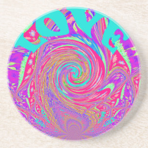 Dessous De Verre En Grès Magnifique Conception de texte d'art d'amour en to
