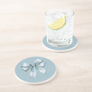 Dessous De Verre En Grès Magnifique en faux diamants à ruban bleu