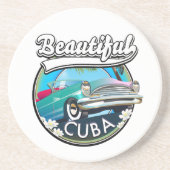 Dessous De Verre En Grès Magnifique logo rétro Cuba. (Devant)