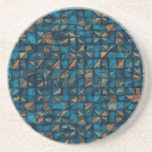 Dessous De Verre En Grès Magnifique motif patchwork "Look" en sarcelle fonc