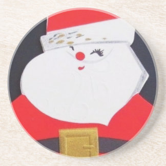 Dessous De Verre En Grès Magnifique Père Noël de Noël Vintage