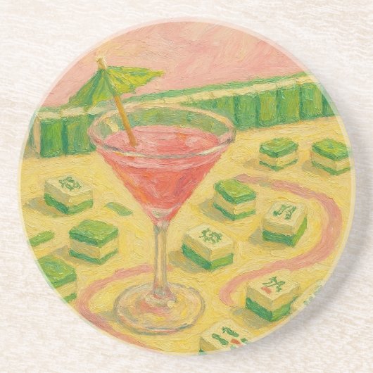 Dessous De Verre En Grès Mahjong Chic Peinture Cocktail (Devant)