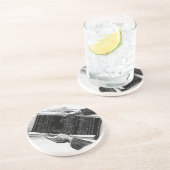 Dessous De Verre En Grès Mains avec plans d'architecture bleus, Entreprise  (Côté)