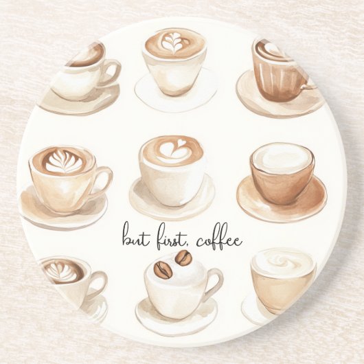 Dessous De Verre En Grès Mais d'abord, les tasses à café (Devant)