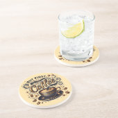 Dessous De Verre En Grès Mais First Coffee Art - Design Or Stylé (Côté)