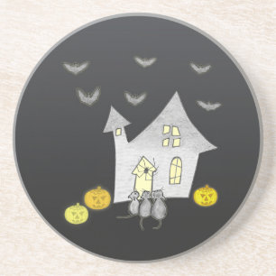 Dessous De Verre En Grès Maison d'Halloween, Chats noirs, Chats, Chauves-so