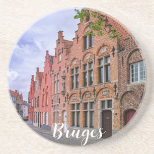 Dessous De Verre En Grès Maisons médiévales en briques colorées à Bruges, B
