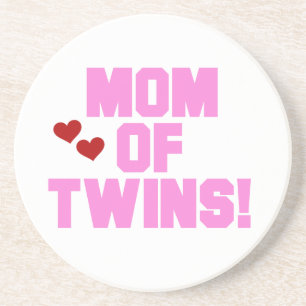 Dessous De Verre En Grès Maman de Twins Pink Texte Cadeaux